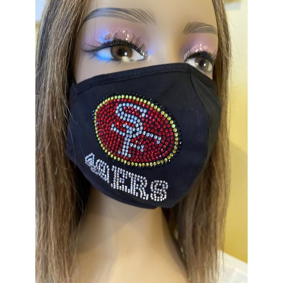 San Francisco 49ers Bling Rhinestone Face Mask Side Logo - Picture 5 of 10